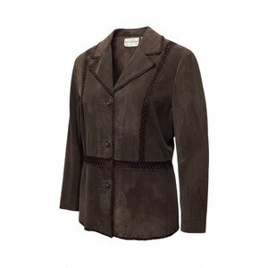 White Stag vintage boho leather blazer Brown size Large